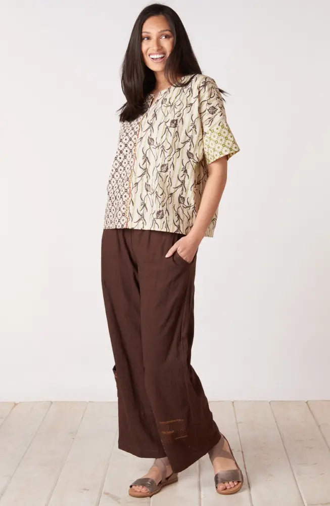 Amara Organic Cotton Boxy Top - Natural/Ebony
