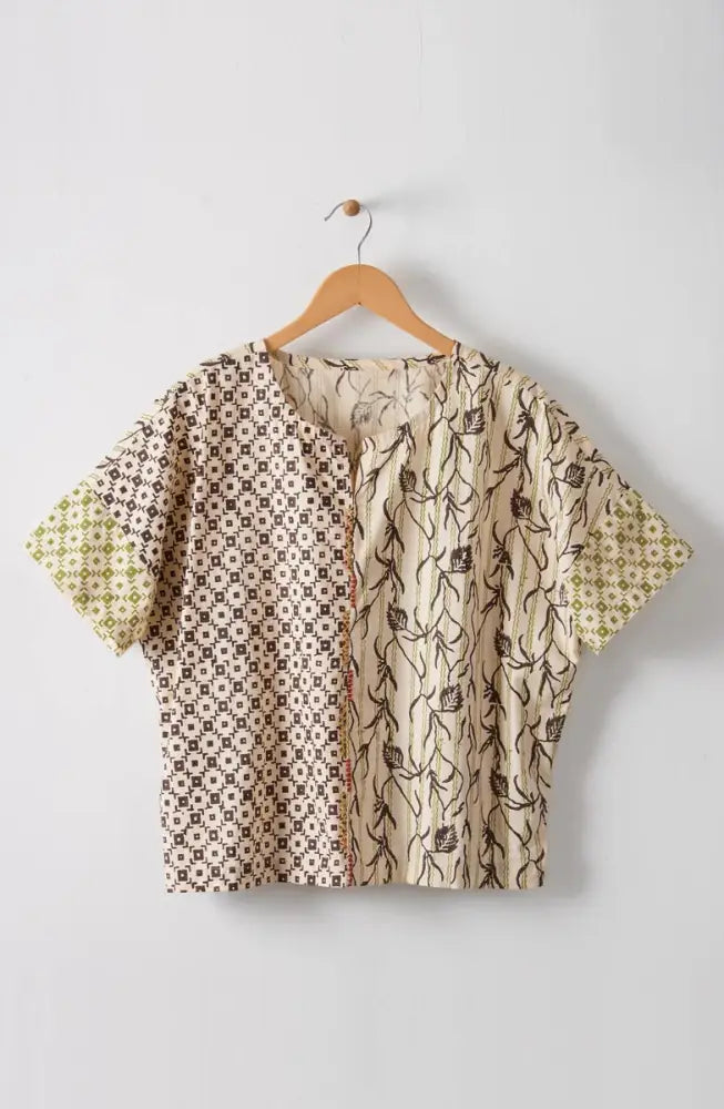 Amara Organic Cotton Boxy Top - Natural/Ebony
