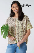 Amara Organic Cotton Boxy Top - Natural/Ebony - Natural/Ebony / XS-S