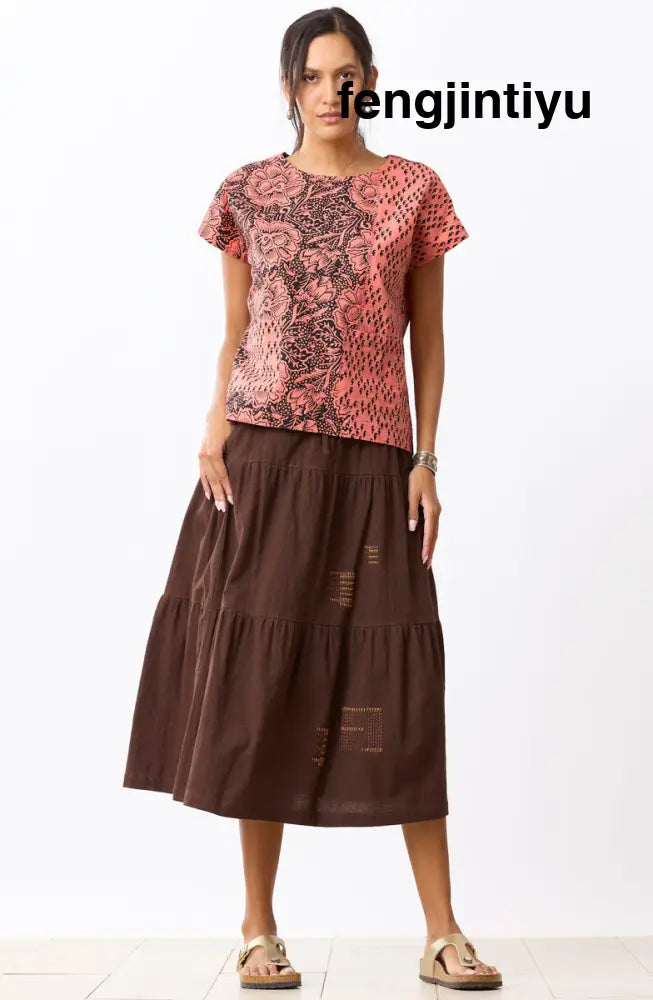 Amina Tiered Midi Skirt - Ebony - Ebony / PS (6-8)