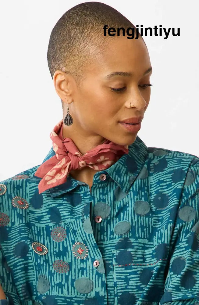 Batik Print Cotton Bandana - Clay