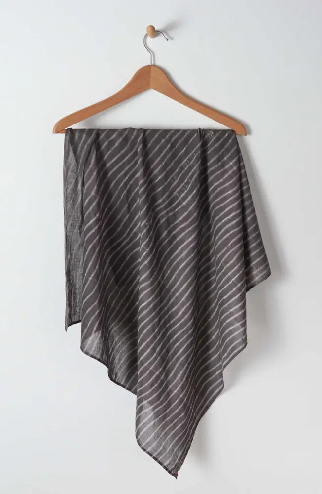 Cat Tail Shibori Stripe Square Scarf - Graphite
