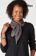 Cat Tail Shibori Stripe Square Scarf - Graphite