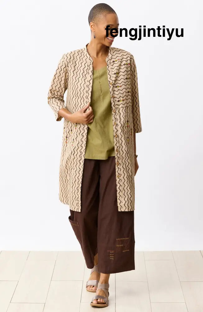 Champa Organic Cotton Tunic Shirt Jacket - Beach/Ebony - Beach/Ebony / S (6-8)