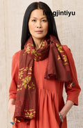 Cotton Silk Batik Print Scarf - Spice/Multi