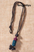 Crochet Upcycled Jersey Pendant Necklace - Black/Multi