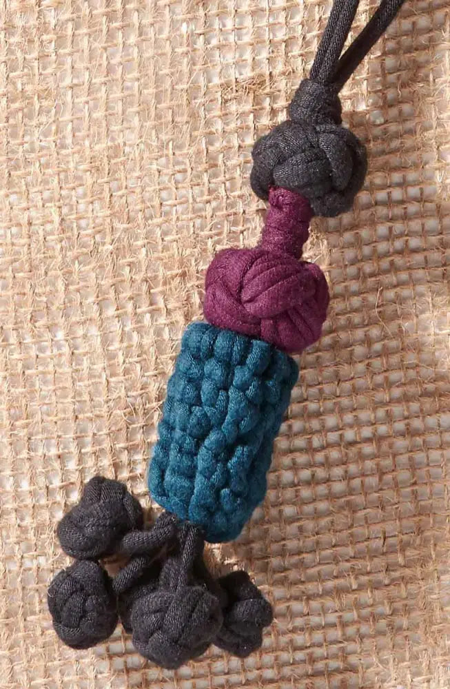 Crochet Upcycled Jersey Pendant Necklace - Black/Multi
