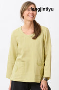 Kasuri Double Gauze Round-Neck Popover Top - Kiwi / S (6-8)