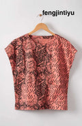 Khoba Organic Cotton Cap-Sleeve Top - Grapefruit/Ebony - Grapefruit/Ebony / S (6-8)