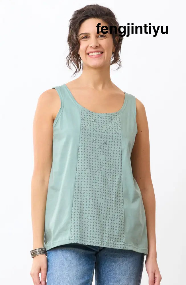 Kripa Cotton Jersey A-line Tank - Beach grass / S (6-8)