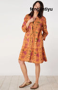 Lavasa Organic Cotton Tiered Shirt Dress - Honey/Multi - Honey/Multi / PS (6-8)