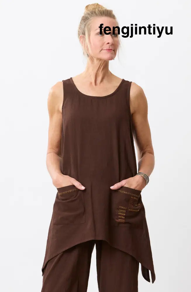 Manori Slub Cotton Swing Tunic Tank - Ebony - Ebony / PS (6-8)