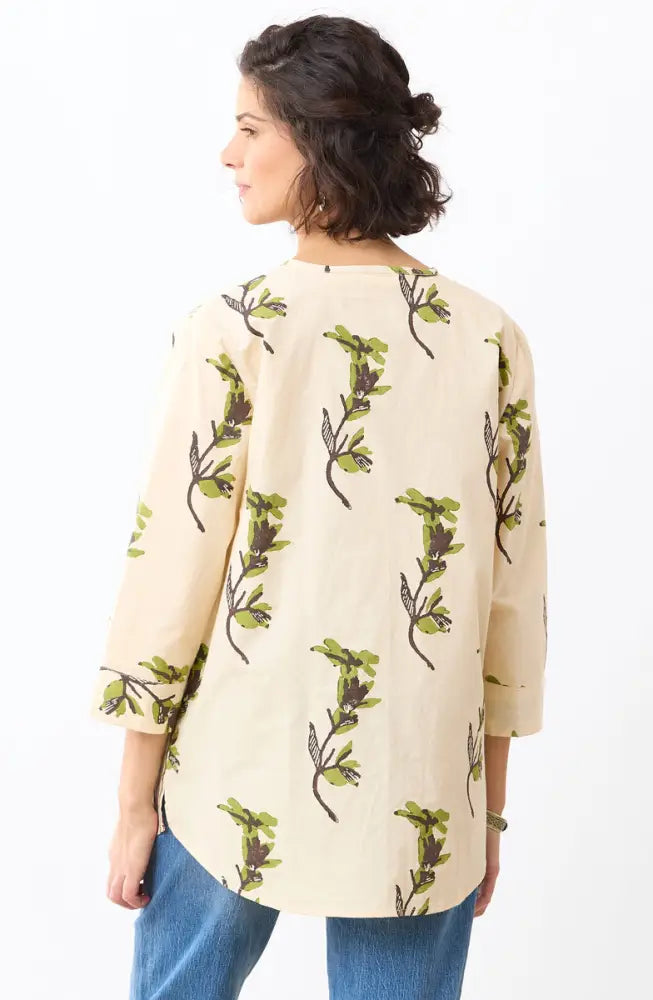 Mithila Organic Cotton Mixed Print Shirt - Natural/Ebony