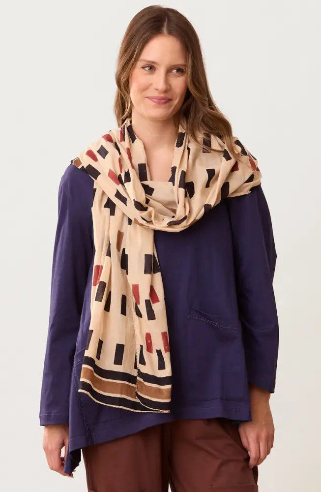Scarf - Tan/Multi