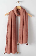 Textured Cotton Block Print Scarf - Earthenware